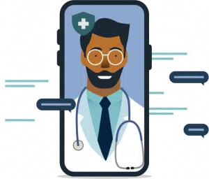 doctor on a mobile phone graphic