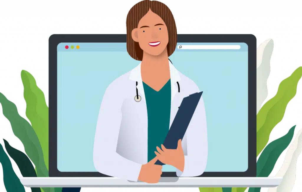 doctor in front of a laptop